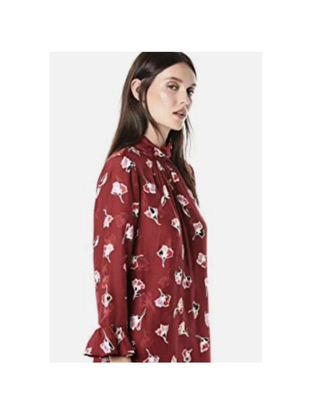 Rebecca Taylor Red Floral Tie-Neck Mini Dress